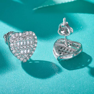 Pendientes de Corazón con Diamantes de Moissanita, Plata 925, Diseño de Halo en Racimo, Joyería de Lujo Brillante para Mujer, Regalo de Boda - Product Image 1