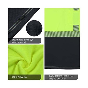 High Visibility Safety Long Sleeve Shirt with Reflective Strips Workwear ANSI Class 3 Neon Yellow Black Bottom Construction Tee - Product Image 5