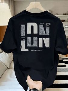 Camiseta de Manga Corta Negra para Hombre Leadzones, Cuello Redondo, Corte Regular, Tejido de Algodón, Estilo Casual, Transpirable, Lavada - Product Image 3
