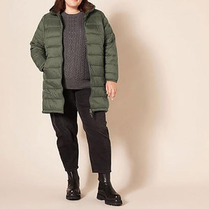 เสื้อโค้ทพัฟเฟอร์แบบมีฮู้ดสำหรับผู้หญิง น้ำหนักเบา กันน้ำ พับเก็บได้ อุ่นสบายสำหรับฤดูหนาว  แบบเย็บติดกัน น้ำหนักเบาพิเศษ เหมาะสำหรับการเดินทาง - Product Image 5