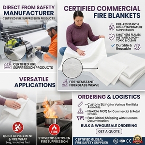 Couverture de protection contre l'incendie compacte 1m x 1m en fibre de verre, résistante à la chaleur, pour la maison, le bureau et les hôtels - Product Image 1
