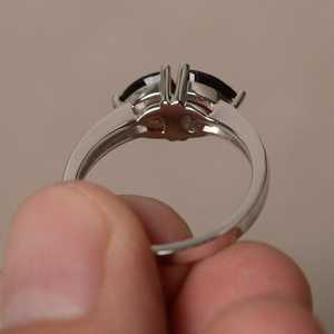 Natural <b>Garnet</b> Double Stone <b>Ring</b> Trillion Cut Red Gemstone <b>Ring</b> Sterling Silver January Birthstone - Product Image 2