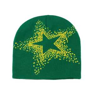 Design Your Own Beanie Hat <b>Winter</b> <b>Cap</b> Solid Color Casual Style 56-58CM Flock Print Star Pattern Outdoor Use Geometric Design - Product Image 6