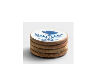 Juego de 4 posavasos de madera de mango con diseño personalizado y adhesivo esmaltado, para té, para fiestas en casa, a bajo precio al por mayor. - Product Image 1