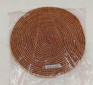 Mantel individual espiral de fibra natural de yute y seda con ribete rojo alegre, mantel individual redondo tejido a mano, sin plástico, reutilizable, perfecto para la mesa - Product Image 2