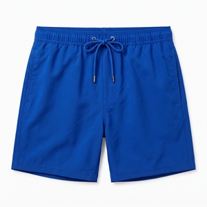<b>Men's</b> Solid Blue Quick-Dry Breathable Casual <b>Woven</b> Swim Beach <b>Shorts</b> with Drawstring Waist and Pockets - Product Image 3