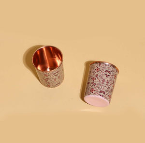 Gobelet en cuivre Mandala Rouge Rouille, Vaisselle Décorative, Motif Héritage, Verre à Eau en Métal, Cadeau pour Cuisine et Salle à Manger - Product Image 3