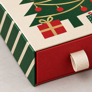 <b>Christmas</b> Paper Gift <b>Box</b> Ribbon Handle Mailer Packaging <b>Box</b> Custom Printed Recyclable Paperboard for Gift and Craft - Product Image 4