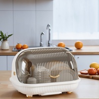 Égouttoir à vaisselle grande capacité avec couvercle, boîte de rangement pour égouttoir de table de cuisine