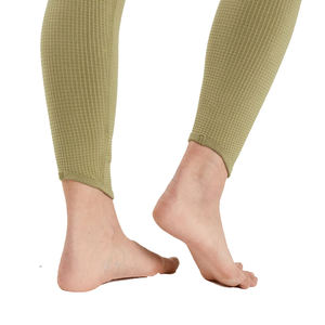 Legging de yoga côtelé sans couture vert olive à taille mi-haute élastique pour femme, séchage rapide, respirant, fitness - Product Image 2