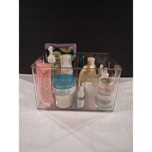 Contenitore portaoggetti trasparente multiuso con divisorio regolabile, cestino e contenitore in tessuto di piccole dimensioni - Product Image 5