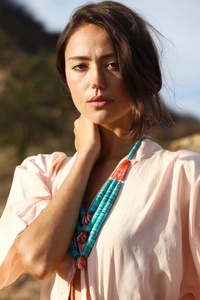 Blusa Moderna 2026 con Bordado Geométrico a Mano, Color Rosa Pétalo, Algodón Japonés Ecológico, Estilo Casual de Verano, Corte en A, con Lazo Delantero - Product Image 5