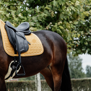 Tapis de selle de dressage en velours jaune moutarde matelassé 3D, prix d'usine, vente chaude - Product Image 3