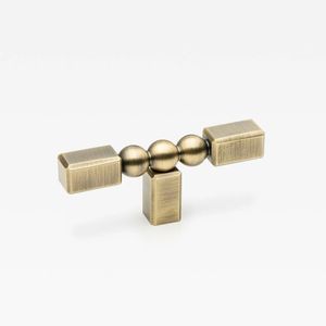 Brushed Brass Beaded T <b>Bar</b> Cabinet Knob Modern Round Drawer <b>Pull</b> Gold Furniture Handle Kitchen Cupboard Door Hardware - Product Image 1