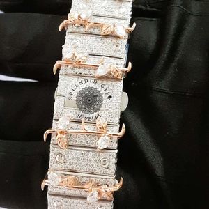 Reloj Splendid Diamond Moissanite para Hombre, Analógico de Cuarzo, Caja Cuadrada de Lujo, Números Romanos, Cierre Oculto, Cristal de Zafiro de 28 mm, ETA - Product Image 3