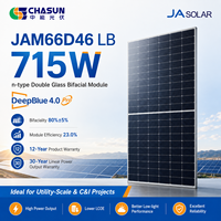 Panneau solaire bifacial JA Solar JAM66D46-715/LB 715W de type N à double vitrage, module photovoltaïque fiable à haut rendement pour projets commerciaux