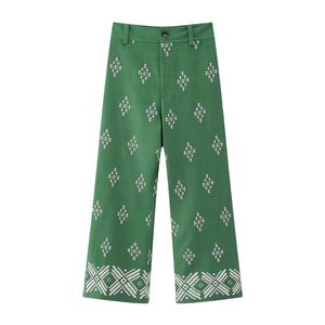 Straight 100% Cotton Canvas Breathable Eco-Friendly Elastic Waist Casual Autumn Women's <b>Trousers</b> - Product Image 4
