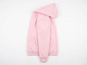 Sweat-shirt à capuche unisexe rose, coupe classique, couleur unie, décontracté, avec poches, en molleton polyester/coton tricoté, orné de perles, collection automne - Product Image 3