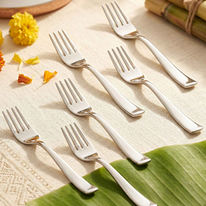 Ensemble de 6 fourchettes à dîner en acier inoxydable, finition miroir, couverts modernes, vaisselle, fourchettes à gâteau et à dessert - Product Image 6