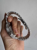 Montre unisexe Hip Hop en moissanite et diamants, résistante à l'eau, entièrement sertie, mécanique, boîtier carré, acier inoxydable, cadran analogique en verre