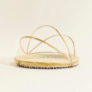 Plateau de service alimentaire en nacre tressé à la main avec couvercle en maille, panier à fruits anti-poussière, plateau de présentation, organisateur de rangement pour pain de table de cuisine - Product Image 2
