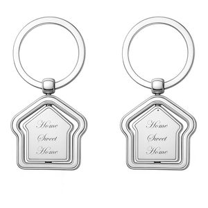 <b>Silver</b> House Shape Metal Keychain Rotating <b>Key</b> <b>Ring</b> New Home Housewarming Gift Real Estate <b>Key</b> Holder for Men Women - Product Image 4