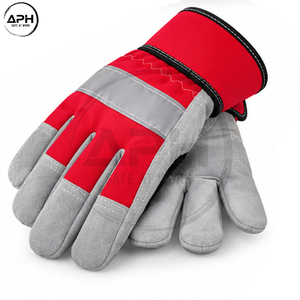 Guantes de Trabajo Industriales Modernos de Alta Visibilidad, Rojos y Grises, con Diseño Ergonómico en la Palma, Dedos Completos, Muñequera Ajustable y Personalizables - Product Image 2