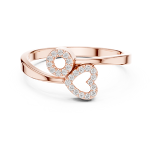 Bagues en or massif 14 carats pour femme, forme cœur dynamique, diamant taille ronde minimaliste, pour cadeau, fiançailles, anniversaire, mariage - Product Image 6