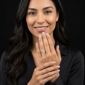 Bague solitaire ovale en diamant de laboratoire, alliance en or jaune 14k/18k, 1 carat, ensemble de bijoux de mariée pour femme, cadeau de fiançailles de luxe - Product Image 1