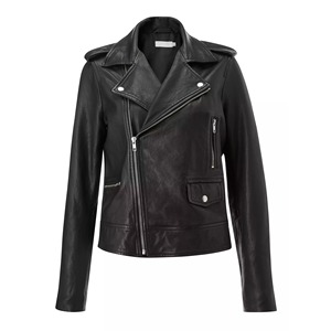 เสื้อแจ็คเก็ตหนังแกะแท้สำหรับผู้หญิง ขนแกะแท้ แฟชั่นฤดูหนาว เสื้อโค้ทขี่มอเตอร์ไซค์ สั่งทำได้ตามแบบ OEM - Product Image 1