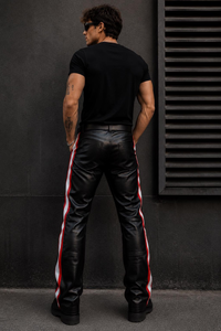 Pantalones de Cuero para Motociclismo, Acolchados, Negros, Estilo Retro, para Hombre - Product Image 5
