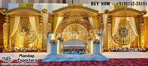 Escenario de Boda de Lujo Estilo Bollywood, Personalizable, de Fibra Blanca Tallada, Elegante Escenario Abierto Jodha Akbar, EE. UU. - Product Image 4