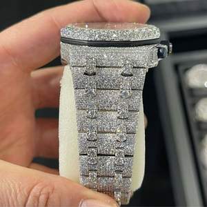 Hip Hop Jewelry <b>Watch</b> Round Cut Vvs Lab Grown Moissanite Diamond <b>Watch</b> Rubber Strap Handmade <b>Mechanical</b> <b>Watch</b> - Product Image 6