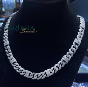 Men's Rhodium Plated 14k Gold Plated S925 Silver Lab Grown Diamond <b>Statement</b> <b>Necklace</b> Round Brilliant Cut Hiphop Link Chain - Product Image 5