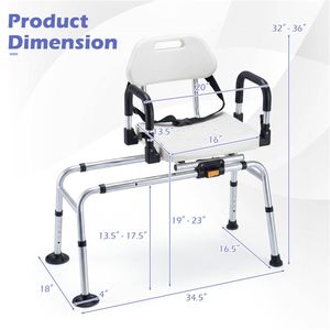 Sedia da Doccia Girevole a 4 Posizioni con Scorrimento Destro e Sinistro, Capacità 300 LBS, Attrezzatura di Sicurezza per il Bagno - Product Image 6