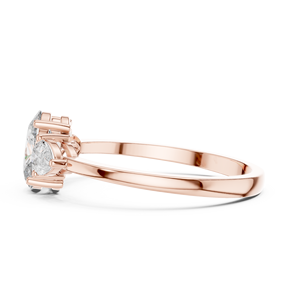 Anillo de Compromiso de Moissanita con Corte Ovalado en Oro Rosa y Piedras Laterales Marquise, Anillo de Boda con Diseño Floral para Mujer, Joyería Personalizada - Product Image 5