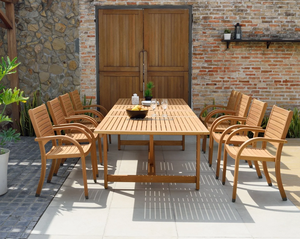 Contemporary <b>Outdoor</b> Garden Set 8 Seater Solid Teak Weather Resistant Non <b>Foldable</b> for Garden Patio Hotel Use - Product Image 1