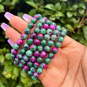 <b>Ruby</b> Zoisite Gemstone <b>Bracelet</b> Healing Crystal <b>Bracelet</b> for Women and Men Round Beaded <b>Bracelets</b> for Men and Women 8mm - Product Image 2