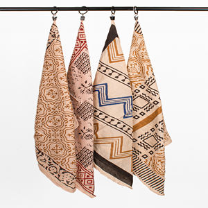 Bandanas carrées en coton imprimées sur mesure, protection solaire extérieure, foulards, ensemble de bandanas naturels faits à la main, style Bagru, accessoires pour cheveux - Product Image 1