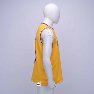 Maillot de basket-ball pour homme en polyester respirant à manches courtes avec numéro 6 au dos, couleur jaune, taille plus, vêtements de sport - Product Image 3