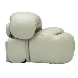 Gants de boxe en cuir gris clair, à doigts entiers, avec fermeture à lacets au poignet, pour adultes, unisexe, pour arts martiaux - Product Image 1