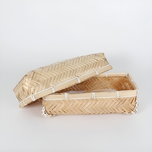 Caja de invitaciones de bambú de la mejor calidad para bodas y eventos, cajas tejidas a mano, cestas con tapa para almacenamiento. - Product Image 4