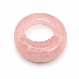 Anillo Redondo Hueco Grueso Unisex Hecho a Mano de Resina Marmoleada Rosa Pulida, Accesorios de Joyería de Moda - Product Image 2