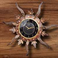 Reloj de Pared Tradicional Indio de Madera Estilo Art Deco |   Reloj de Cuarzo Hecho a Mano con Pantalla Analógica de Agujas, Funciona con Batería, Decoración Vintage para el Hogar, Regalo