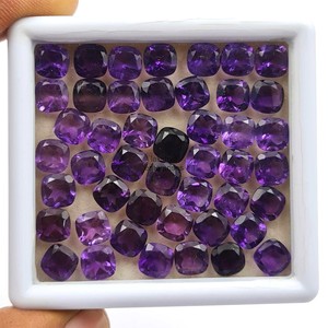 Ametista natural de 7 mm, corte cojín, piedra suelta facetada morada para la fabricación de joyas, precio mayorista indio, suministros a granel. - Product Image 6