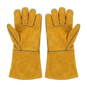 Gants de soudage en cuir de vachette résistant à la chaleur, doublure entièrement en coton, gants de sécurité protecteurs pour la construction - Product Image 3