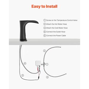 Rubinetto Moderno Elettronico Senza Contatto per Lavabo Bagno, Miscelatore Automatico con Sensore di Movimento a Cascata per WC, Copertura Foro Inclusa - Product Image 5