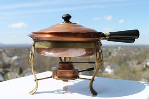 Copper Chafing Dish With Brass Handles Lid And <b>Stand</b> For Restaurant Hotel Wedding Catering Buffet Food Warmer Display - Product Image 3
