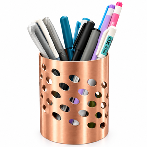 Porte-stylo en métal pour bureau, design creux en cuivre rose doré, organiseur de crayons, fournitures de bureau - Product Image 1