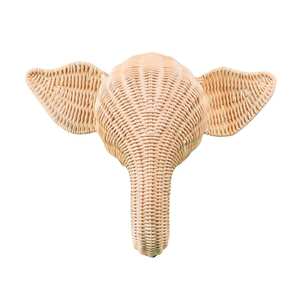 Décoration murale tête d'éléphant en rotin, mobilier enfant, chambre de bébé, tête d'éléphant en osier à fixer au mur pour chambre d'enfant - Product Image 1